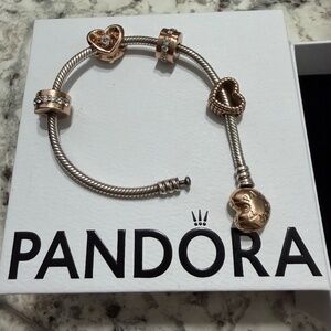 Pandora- Authentic/ bracelet with charms and spacers